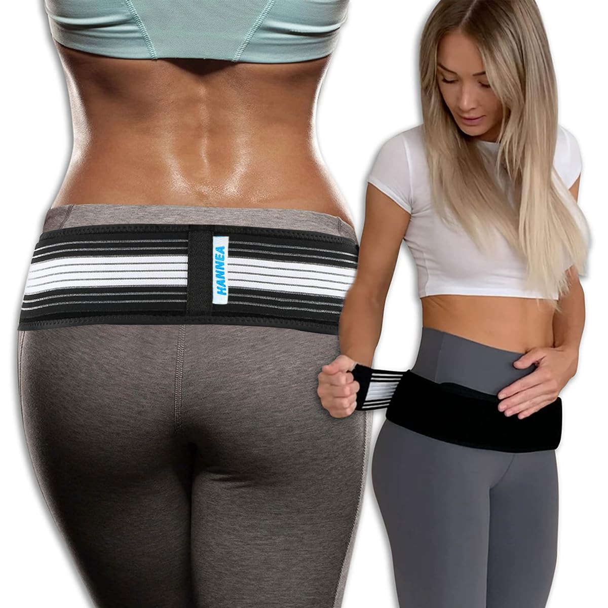 HANNEA Sciatica Pain Relief Belt - Adjustable Lower Back Pain Belt for Women SI Joint Hip Belt, Hip Braces for Hip Pain Relief - Pelvic Support Belt - Trochanter Belt Sacroiliac Belt (M109*9) HANNEA Sciatica Pain Relief Belt - Adjustable Lower Back Pain Belt for Women SI Joint Hip Belt, Hip Braces for Hip Pain Relief - Pelvic Support Belt - Trochanter Belt Sacroiliac Belt (M109*9)